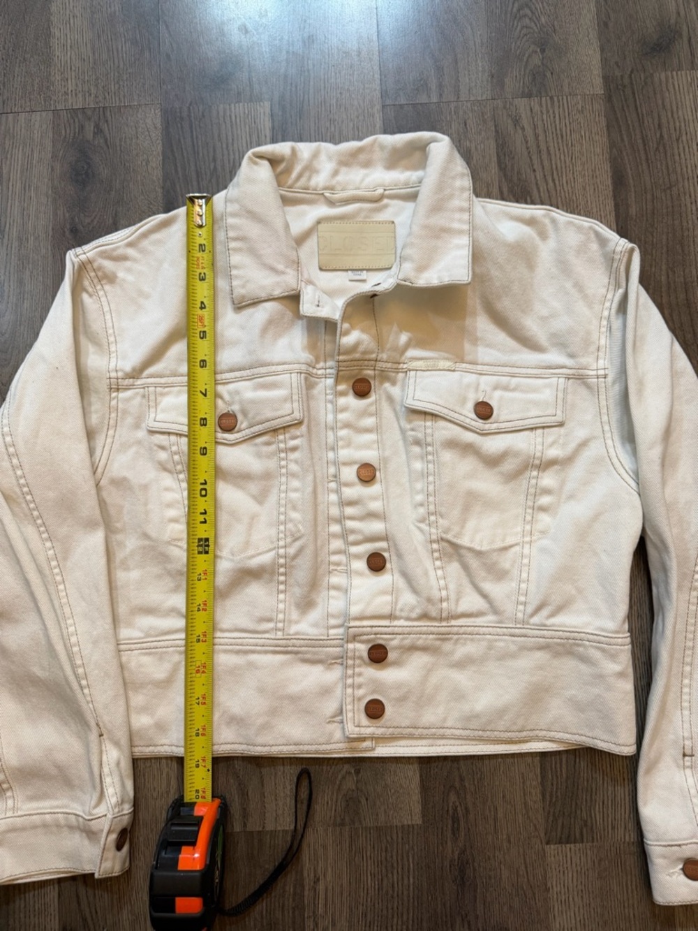 Closed Official Amaya Boxy Cropped Denim Jacket - Ecru Off-White Women’s Size M - Picture 3 of 6